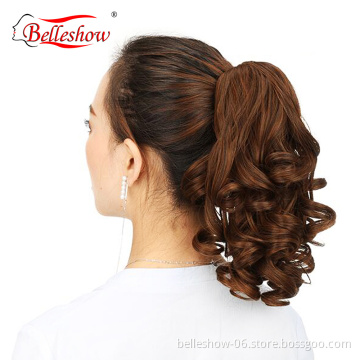 Hot sell drawstring ponytail hair extensions synthetic hair short kinky curly ponytail synthetic ponytail